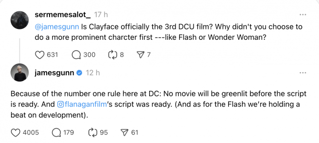 James Gunn이 DCU에서 플래시의 미래에 대해 이야기합니다.