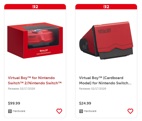 Nintendo의 Virtual Boy 애드온은 0입니다.